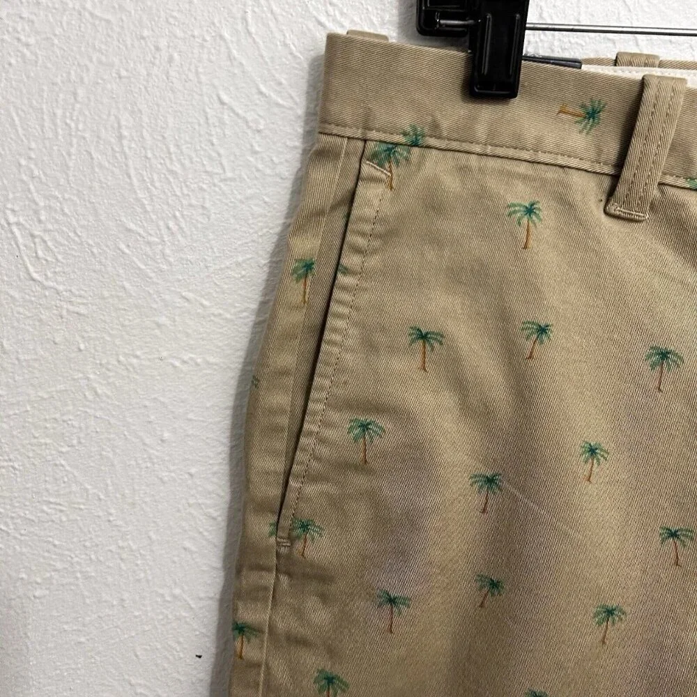 J. Crew Shorts‎ Mens 32 Khaki Summer Re-Imagined Palm Trees Tan Chino 9